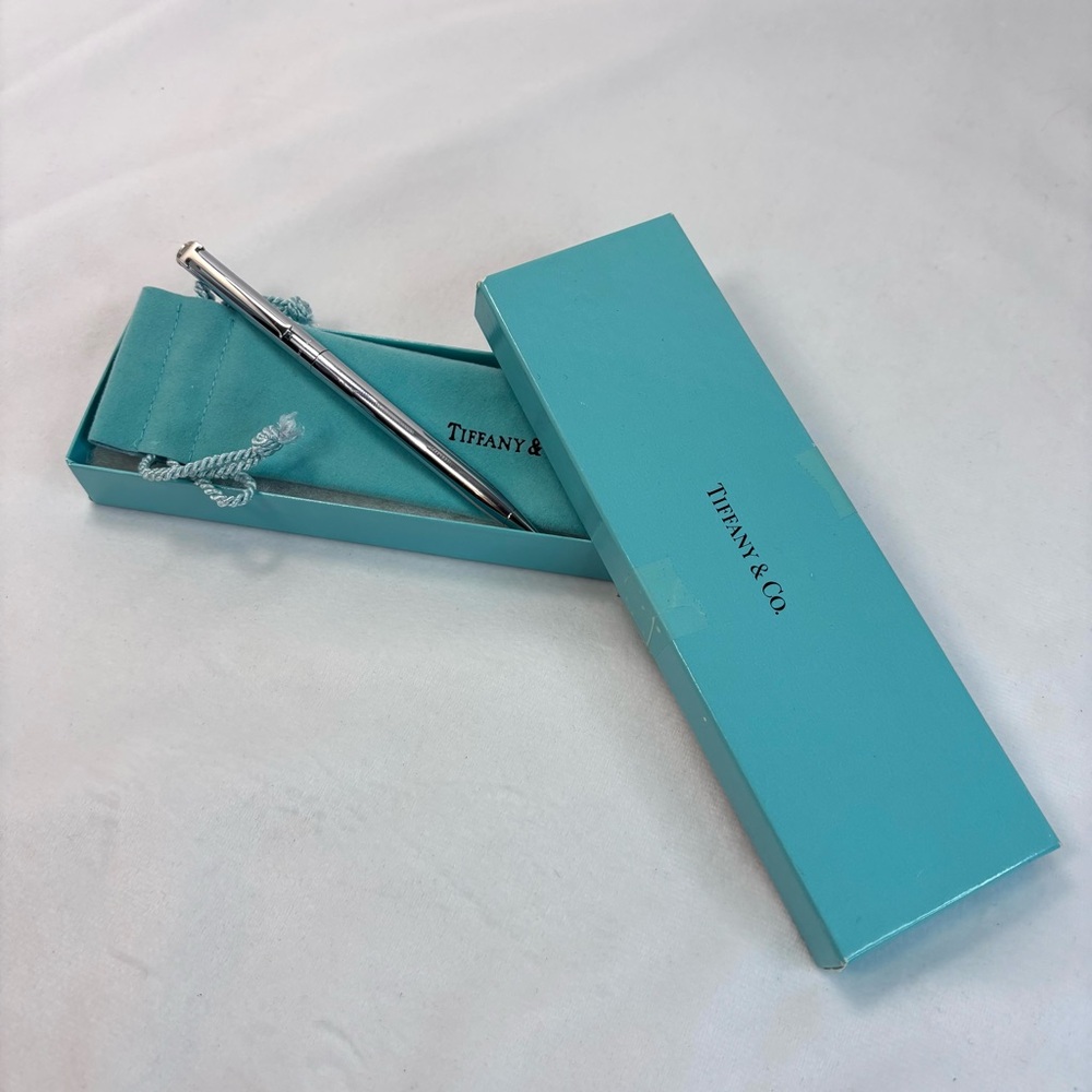 Vintage TIFFANY & CO. Sterling Silver Black Fine Point Pen w/ T Clip - Picture 2 of 5